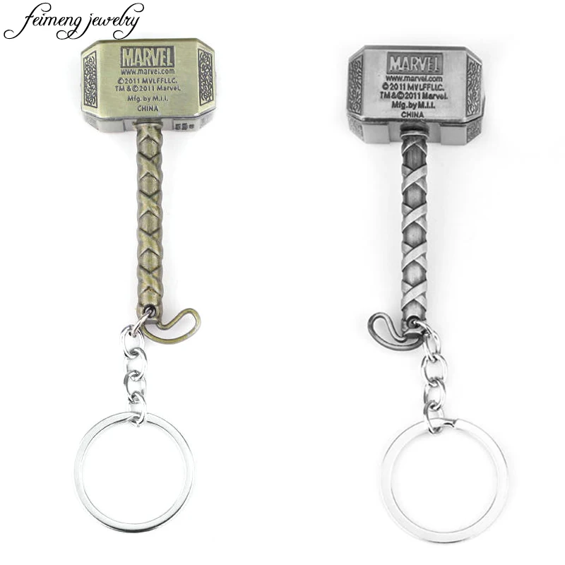 

The Comics Super Hero Keychain The Avengers Thor Hammer Mjolnir KeyRing Purse Bag Buckle Gift Key chain Holder
