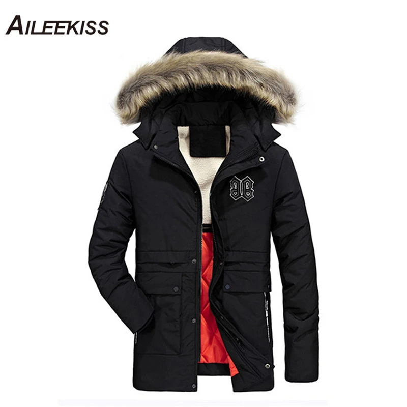 

AILEEKISS Winter Men Parka Coat 2019 Fur Collar Hooded Men Warm Korean Style Padded Jacket Male Hooded Casual Winter Coats XT724