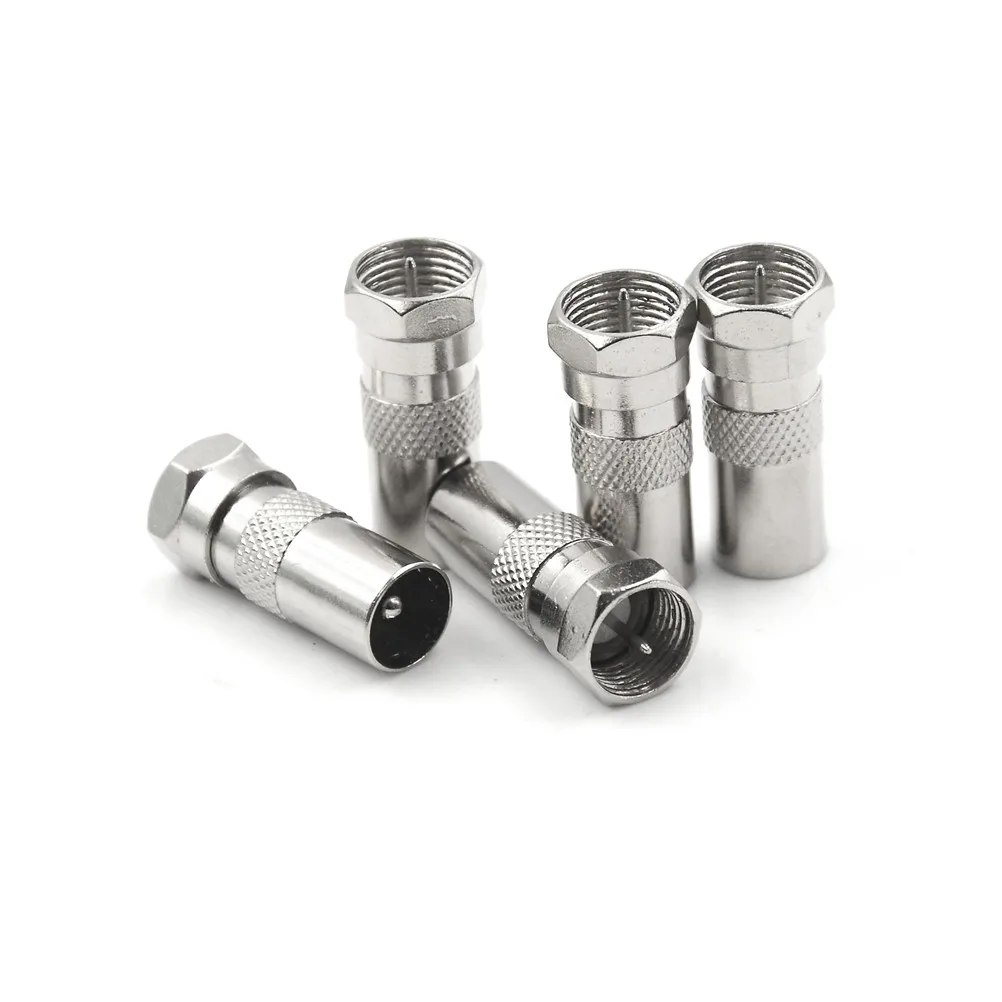 5PCS F Male Plug To IEC DVB-T TV PAL Male Straight Coaxial RF Adapter Connector Wholesale Plug Jack Connector