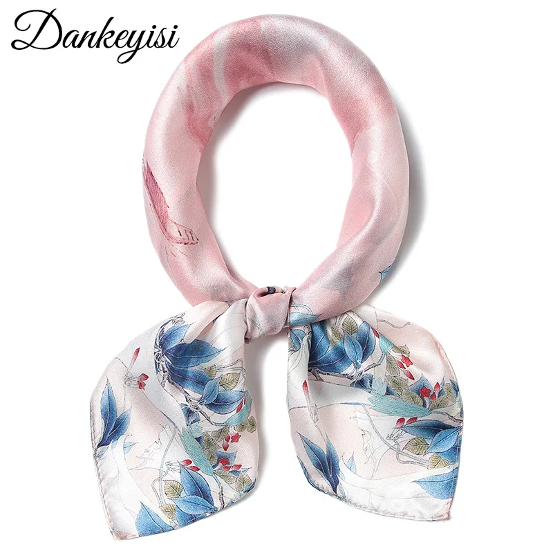 

DANKEYISI Pure Silk Small Square Scarves Fashion Ladies Silk Scarf Women Autumn Winter Neck Female Scarves Foulard Banada 2018