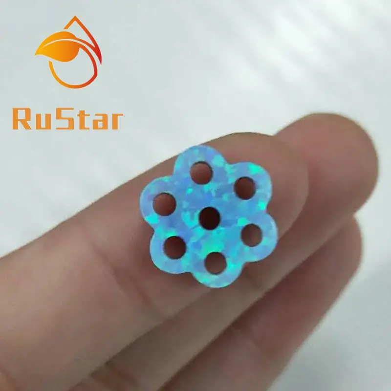 

20pcs/lot 13mm op06 Light Blue Synthetic Lotus root slices Opal Stone Hollow Fire Opal for DIY Jewelry