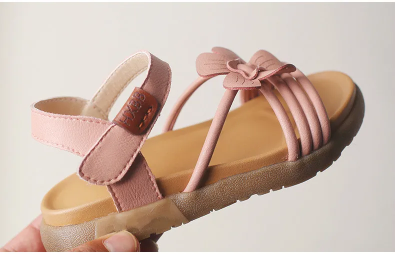 Детские сандалии с цветочным узором для девочек Летняя Нескользящая детская обувь из натуральной кожи с мягкой подошвой 2019 г. Новая