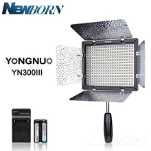 Yongnuo yn300 iii YN-300 iii 3200 k-5500 k cri95 câmera foto led luz de vídeo com adaptador de energia ca + kit bateria