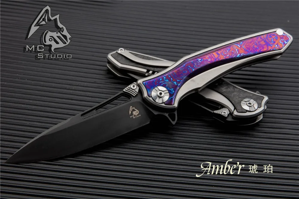 MAXACE & Полуночный Кот Янтарный складной нож карманный Флиппер из нержавеющей