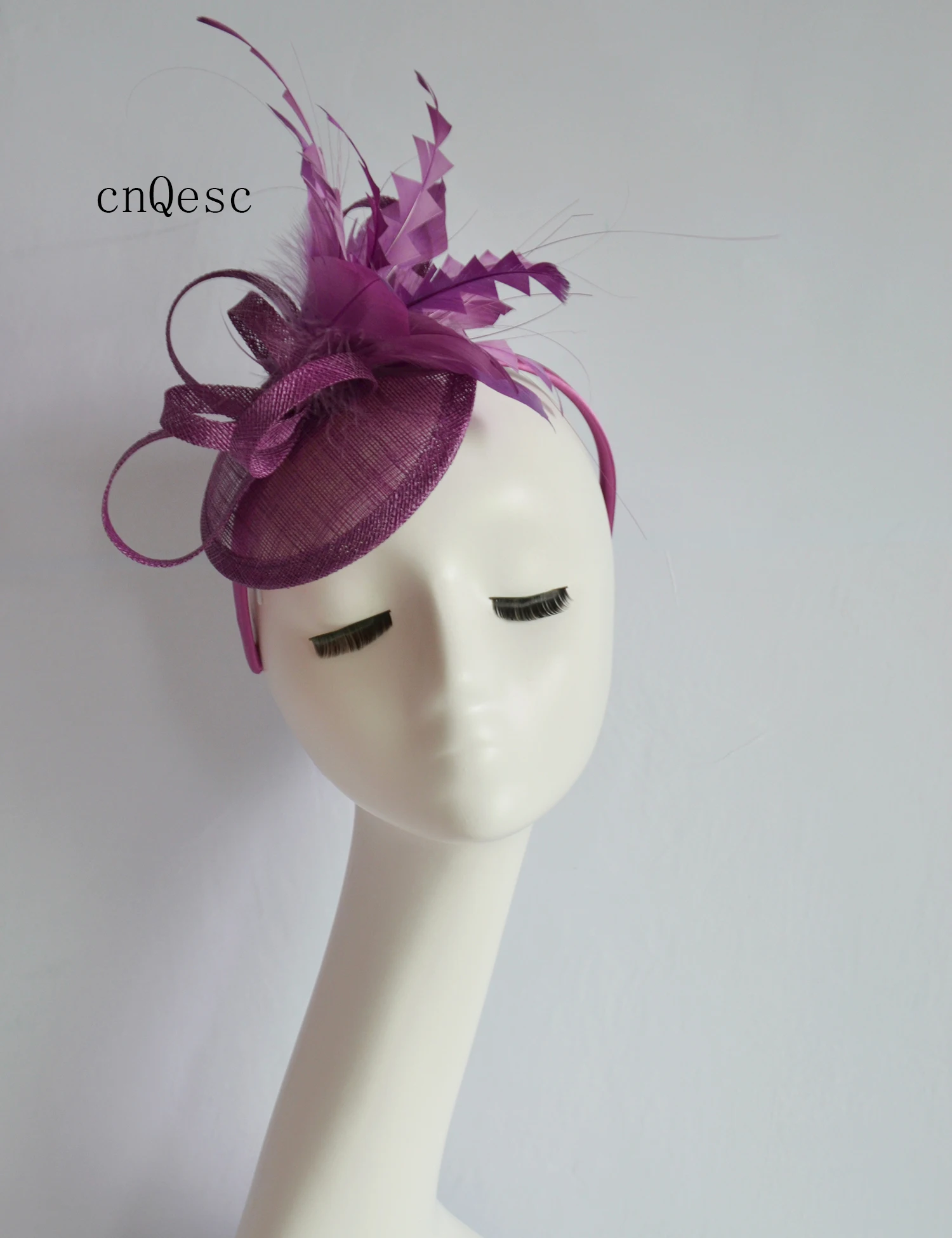 Lavender purple sinamay fascinator feather headpiece Kentucky Derby wedding races bridal shower mother of the bride
