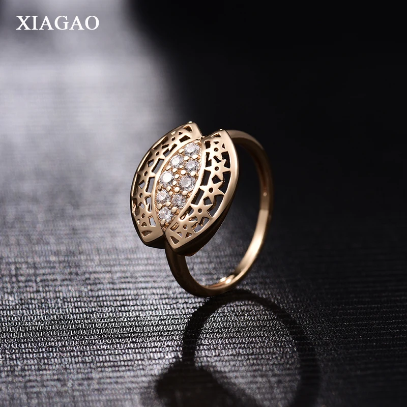 Женское кольцо с фианитом XIAGAO Золотое в богемном стиле для помолвки и свадьбы