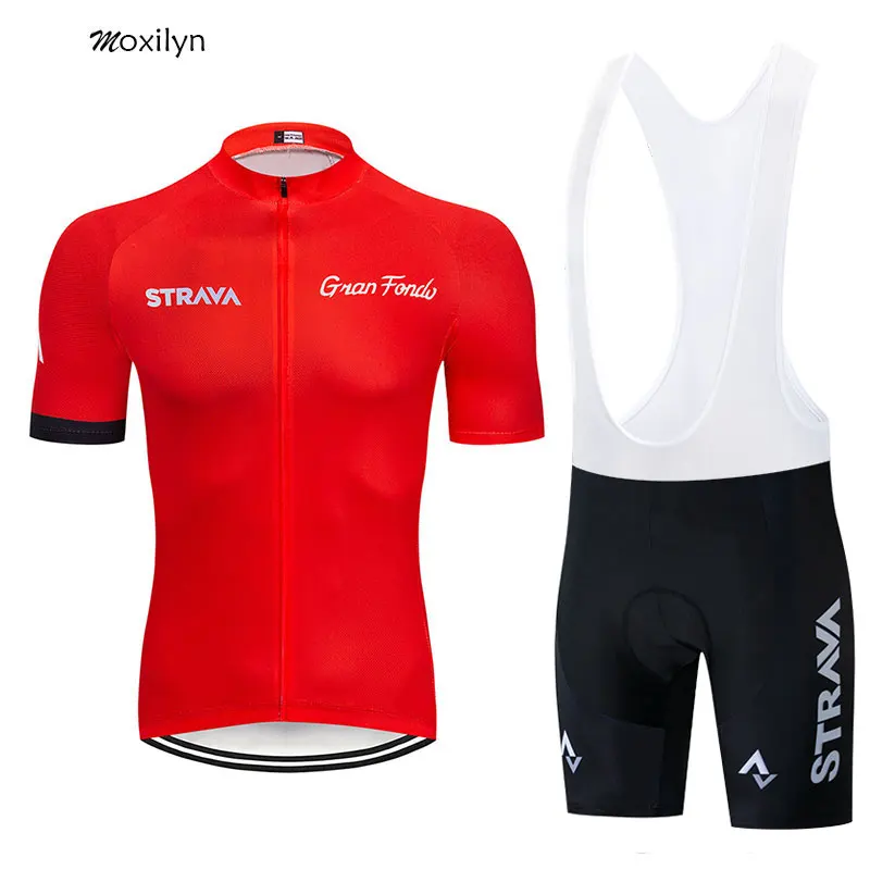 Лето STRAVA 9D велосипедная майка с коротким рукавом набор Майо Ропа Ciclismo быстросохнущая велосипедная Одежда MTB велосипедная Одежда Мужской комплект - Цвет: STRAVA-Red-1