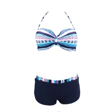 Г. пикантные для женщин s полоса мальчик ноги Push Up Бикини с завязками на шее купальный костюм Купальник maillot de bain Высокая талия ванный комплект
