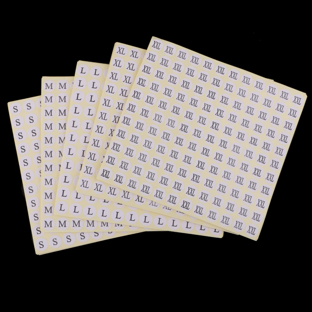 0.5 Inch White Round Retail Clothing Size Label Adhesive Apparel Size Stickers A Set of 15 Sheets S M L XL XXL Total 75 Pieces