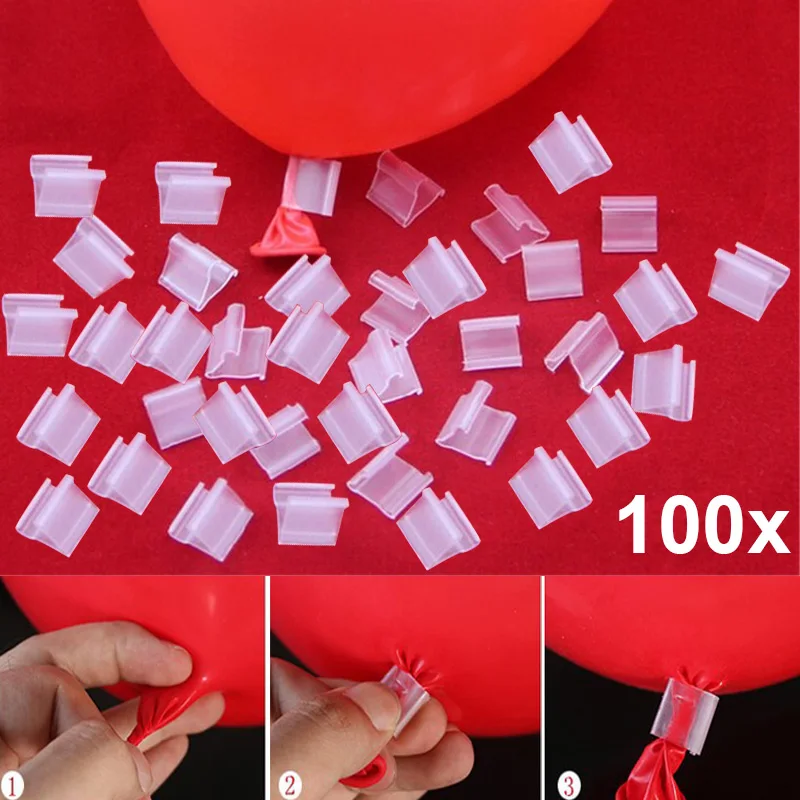 

100pcs Latex Balloon PVC Clips Balloons Sealing Clamps Balls Accessories Clip Ballon Buttons Party Supplies NSV775