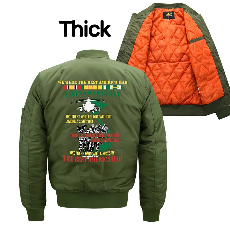 Army Green Мужские куртки модные американские морской корпус Ветеран зимнее теплое толстое пальто мотоциклетная верхняя одежда мужская куртка-бомбер спортивная куртка - Цвет: Army Green