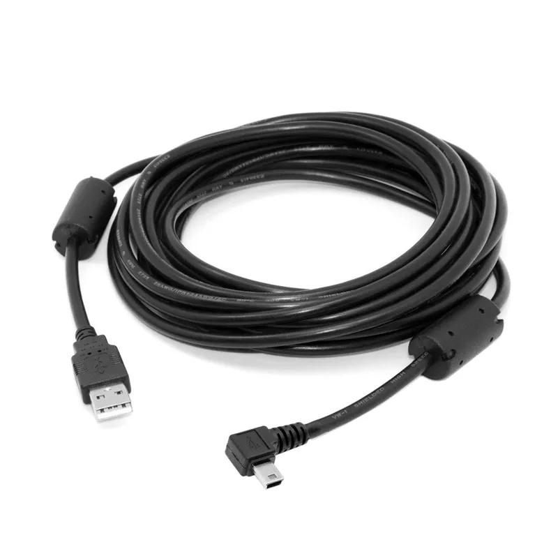Left angled 500 см 90 градусов угловой мини USB B Тип к USB2.0 Мужской кабель для передачи данных и зарядки для MP3 MP4 gps черный цвет - Цвет: Left angled