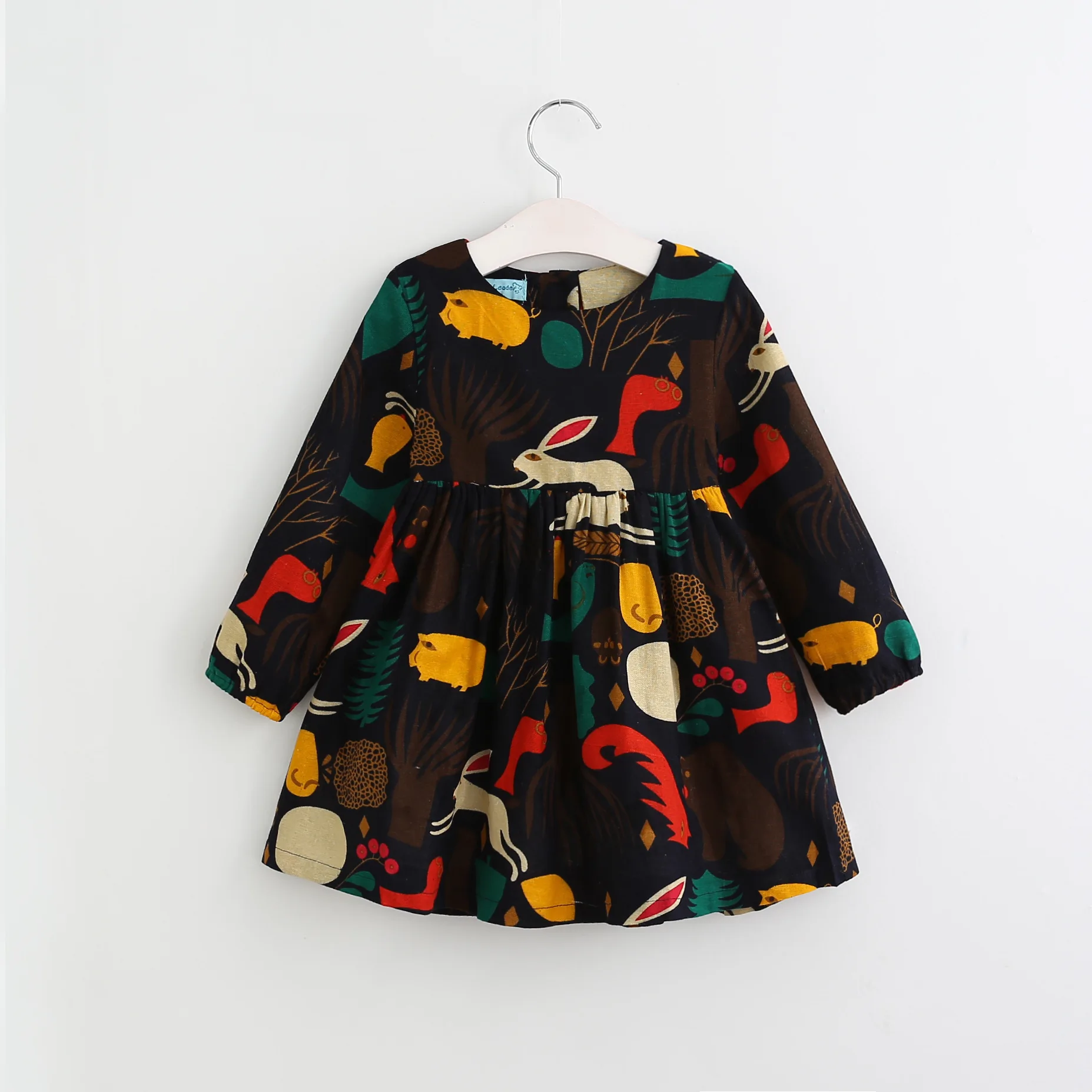 Новинка 2019 детское платье в европейском стиле из хлопка и льна с изображением