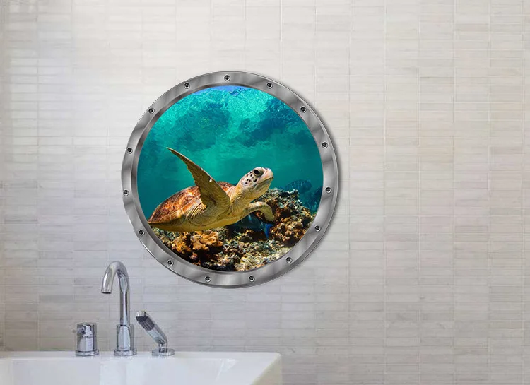 5 стилей подводная рыбка Наклейка на стену s Водонепроницаемая Дельфин наклейка в виде черепахи для стиральной машины украшение для ванной комнаты наклейки ПВХ