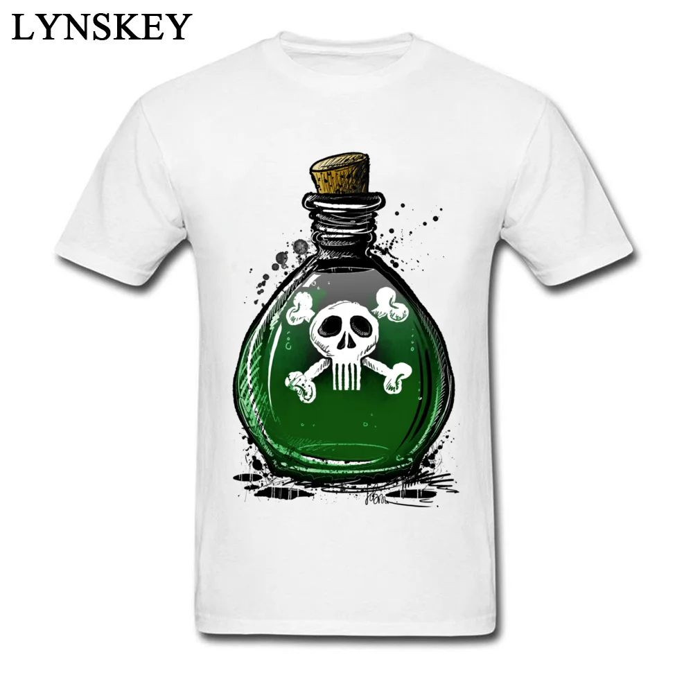 

Crossbones Poison Skull In The Wishing Bottle Men's Pure Cotton T Shirts Cool Black Tshirts The Poisoner Skull Tops T Shirt