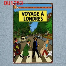 Tintin мультфильм оловянные знаки металлическая пластина настенный паб детская комната Домашний декор вечерние Винтаж Железный плакат Куадрос DU-1253