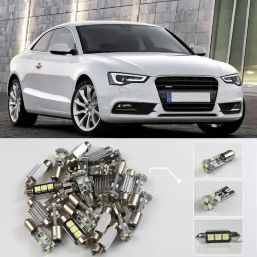 

Free Shipping!!13x A5 S5 (8T3) 2008-2012 White LED Lights Interior Package Kit CANBUS #62