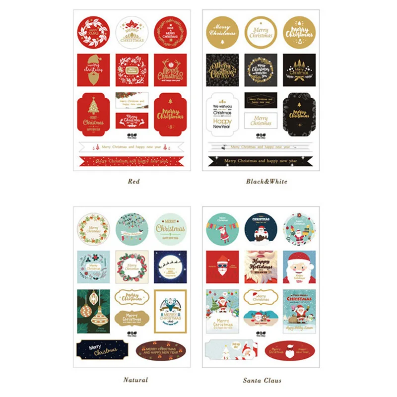 120pcs Christmas Sticker Merry Christmas Santa Claus Seal Sticker Adhesive Labels Stamping Paper Gift Stickers Xmas Decoration
