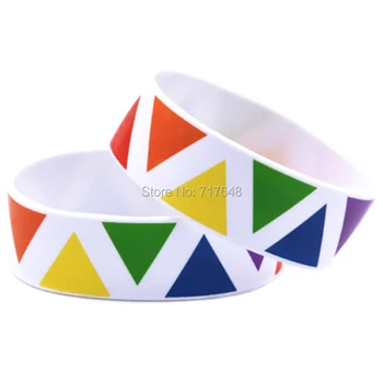 

300pcs One inch Gay Pride Rainbow Colored wristband silicone bracelets free shipping by FEDEX