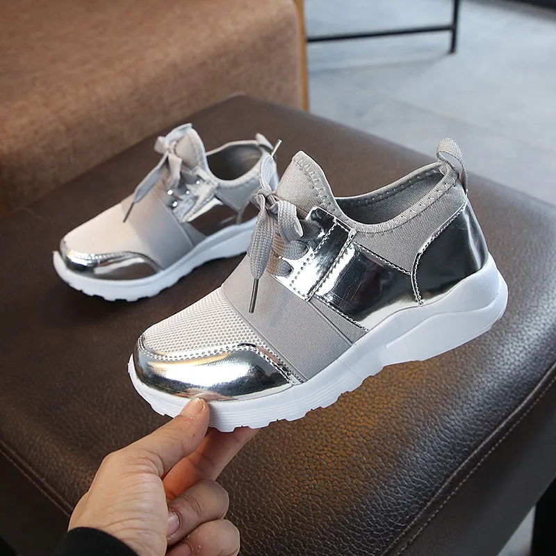 Детские кроссовки на мягкой подошве розовые/Серебристые дышащие для улицы