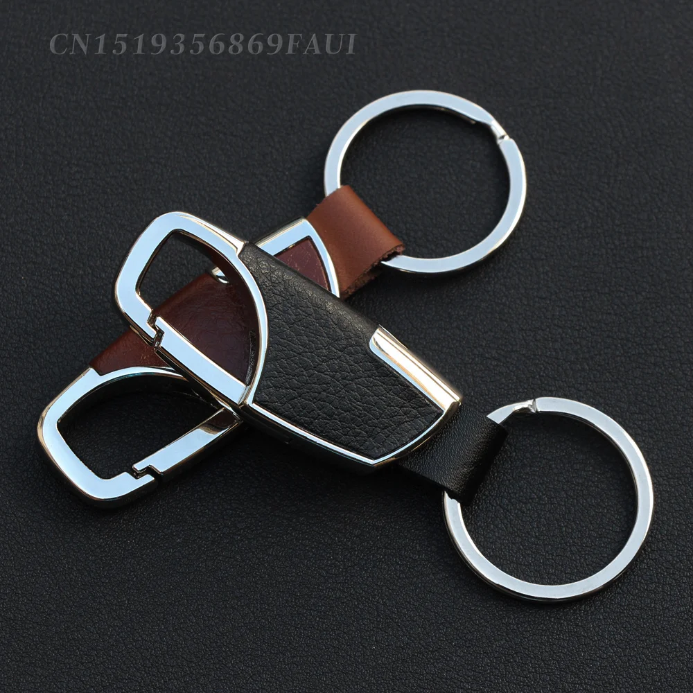 Fashion Men's Car Keychain Handmade Leather Metal Key Chain Key ring