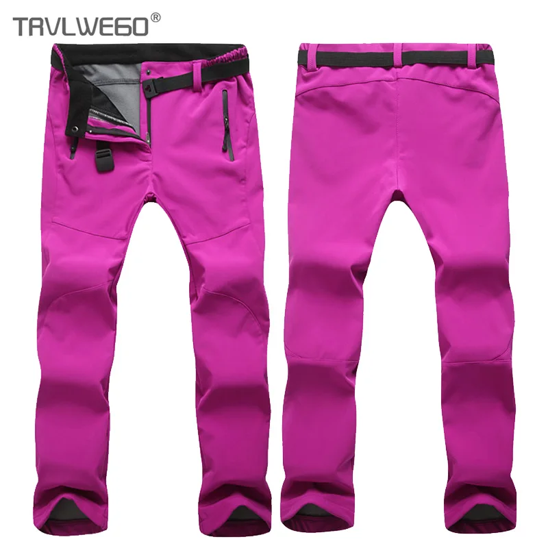 TRVLWEGO Women Hiking Pants Camping Skiing Trousers Outdoor Trekking Travel Soft Shell Windproof Keep Warm Waterproof Clothing