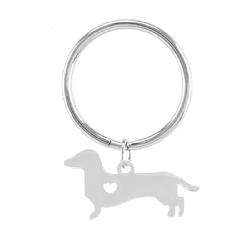 

Dachshund Metal Pendant Keychains Stainless Steel Connection Key Ring Key Fob Accessories Blank Charm for Print