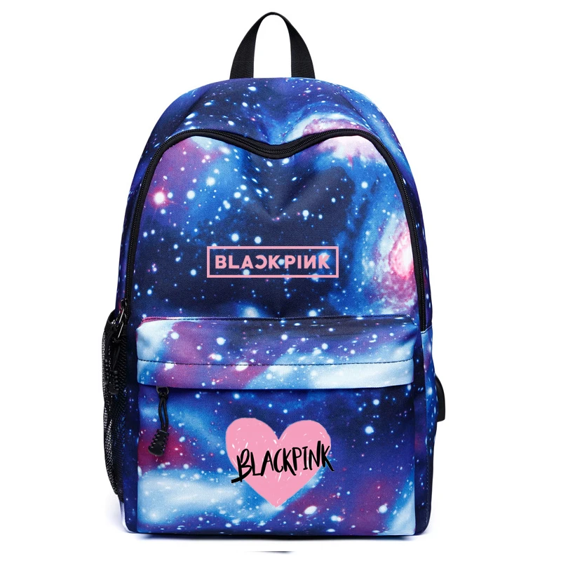 Модный рюкзак Mochila Blackpink Galaxy, школьная сумка для женщин и девочек, рюкзак для путешествий, студенческие сумки с usb-кабелем для зарядки