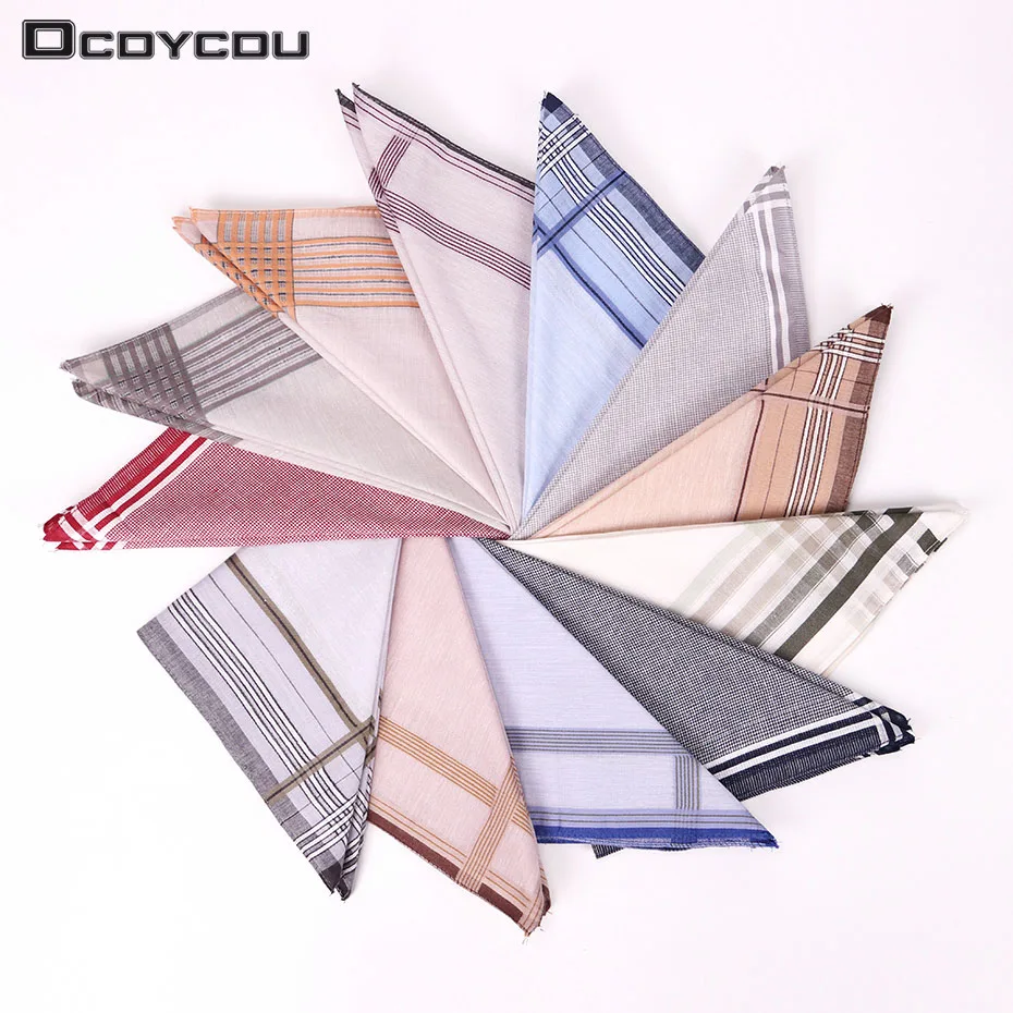 

3PCS Classic Pattern Men Plaid Pocket Handkerchief Pocket Square Handkerchiefs Cotton Stripe Handkerchief 38cmX38cm