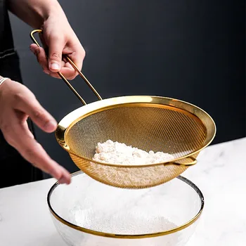 

Flour sifter 304 stainless steel holding super fine sugar sifter household large filter sifter baking sifter