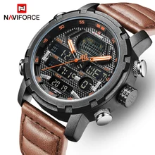 Мужские наручные часы naviforce Роскошные брендовые модные спортивные часы мужские кварцевые цифровые часы мужские кожаные армейские военные водонепроницаемые часы