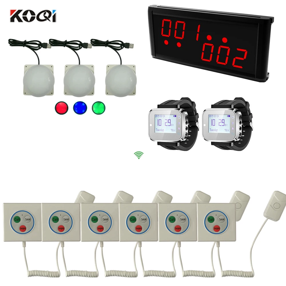 

Wireless Nurse Call System 433mhz with LCD receiver display Watch pager Corridor light Push button for Nurse Patient Elderly