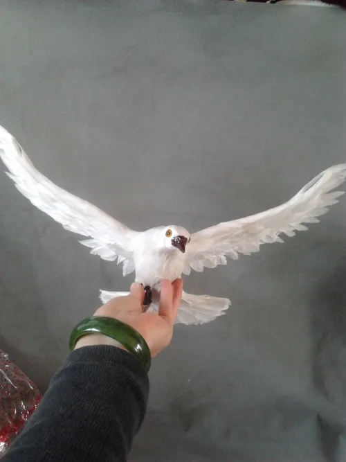 large 36x28cm simulation dove model toy lifelike spreading wings dove