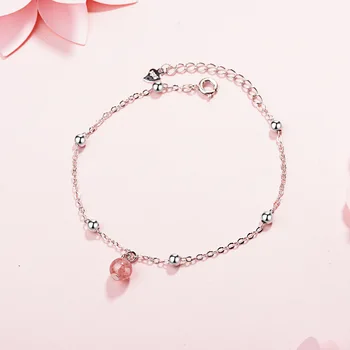 

Luxury Pink Crystal Zircon Charms Bracelets for Women Infinity Chain Bracelet 925 Sterling Silver Jewelry Gift Pulseras Mujer