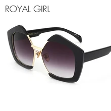 ROYAL GIRL Fashion Luxury Brand Oversized Pentagon Sunglasses Female Vintage Personality Half Frame Sun Glasses For Women SS081