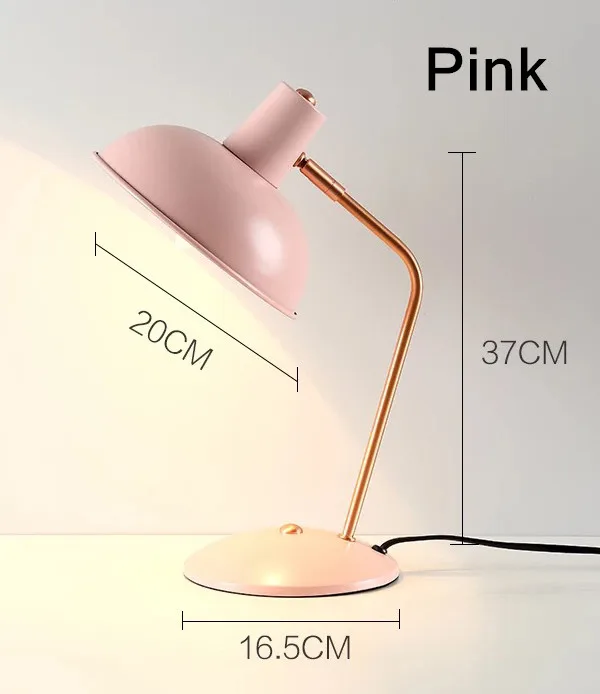 Modern Fashion Metal Table Lamp for Living Room Bedroom Study Offiee,Gray Blue Pink Green Wrought Iron Bedside Reading Lamp - Lampshade Color: Pink