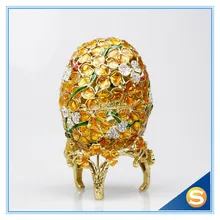 Easter Gift Faberge Egg Platinum Colored Czech Crystals Easter Trinket Box