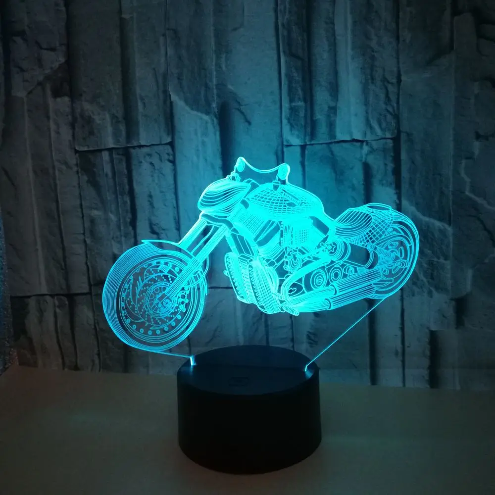 Мотоциклетная 3d цветная сенсорная маленькая лампа градиентная Маленькая ночная