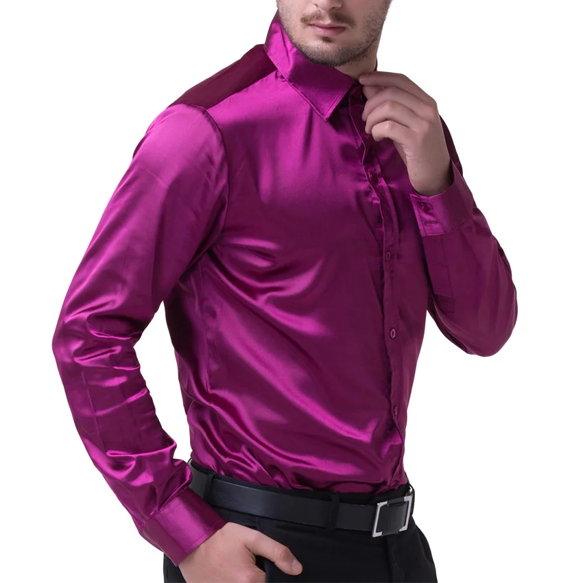 Long Sleeve Men Dress Shirt Black/Wine ...