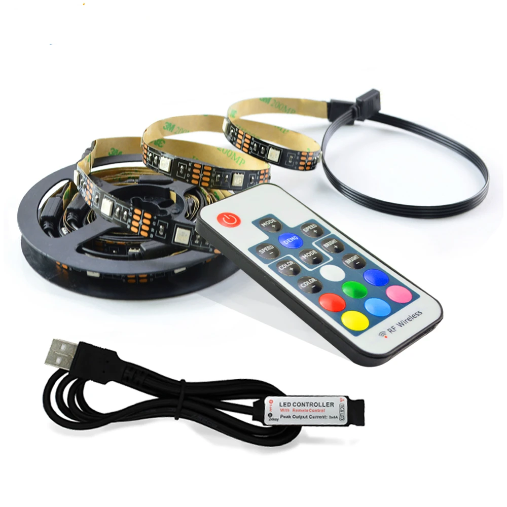 5 в постоянного тока гибкий светодиодный RGB световая лента 0,5 м 2 м USB Волшебная световая лента HDTV экран фоновая вспышка лампа RF контроллер SMD5050