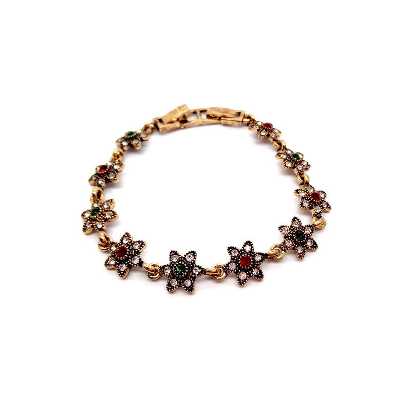 

2019 Bohemia Gold Colour Flower Stars Bangle For Women Fashion Gift Retro Style Bracelet Zircon Stones Jewelry Wholesale B14