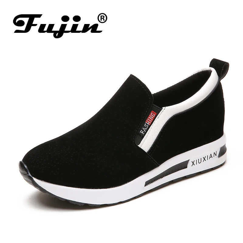 Женские кроссовки из флока Fujin повседневные дышащие на платформе с мягкой