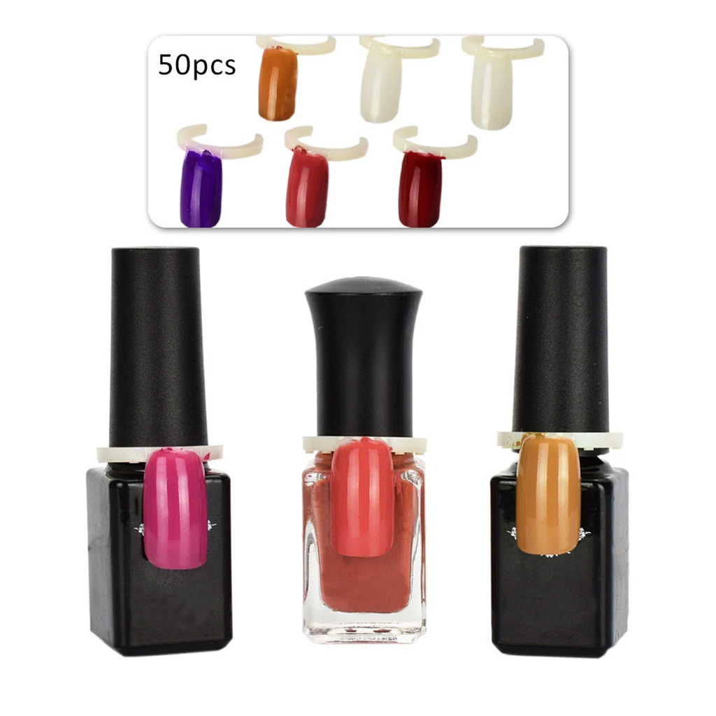 100Pcs Natural Color Display Ring for False Nail Art Polish UV Gel Tips Tool  Nail Art Color Pops Display Card