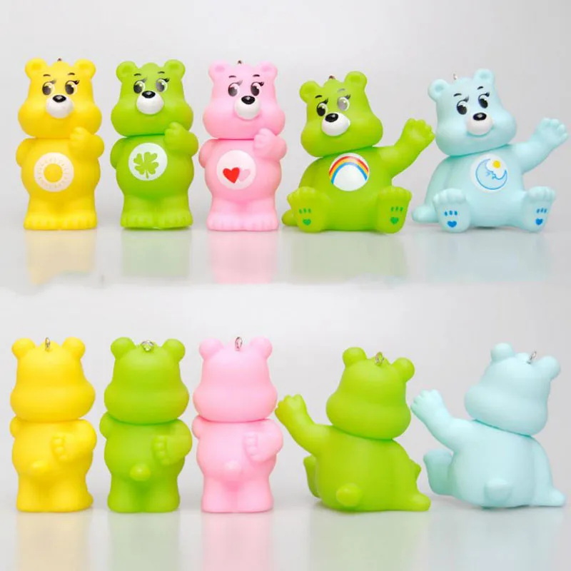 

1pc new hot Creative Care Bears Figure Toys Colorful Rainbow Bear Animal bear Keychain bag Pendant for Children gift
