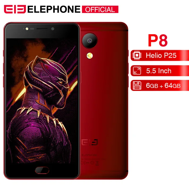 Elephone P8 мобильный телефон Android 7,0 5,5 дюймов Helio P25 Octa Core 6 ГБ 64 Гб 4G мобильный телефон 3600 мА/ч, 21.0MP Камера смартфон