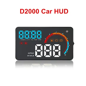 

D2000 Car HUD Head Up Display OBD2 Windshield Projector LED Display Over Speed Car Alarm RPM OBDII Speed Warn Fuel Consumption