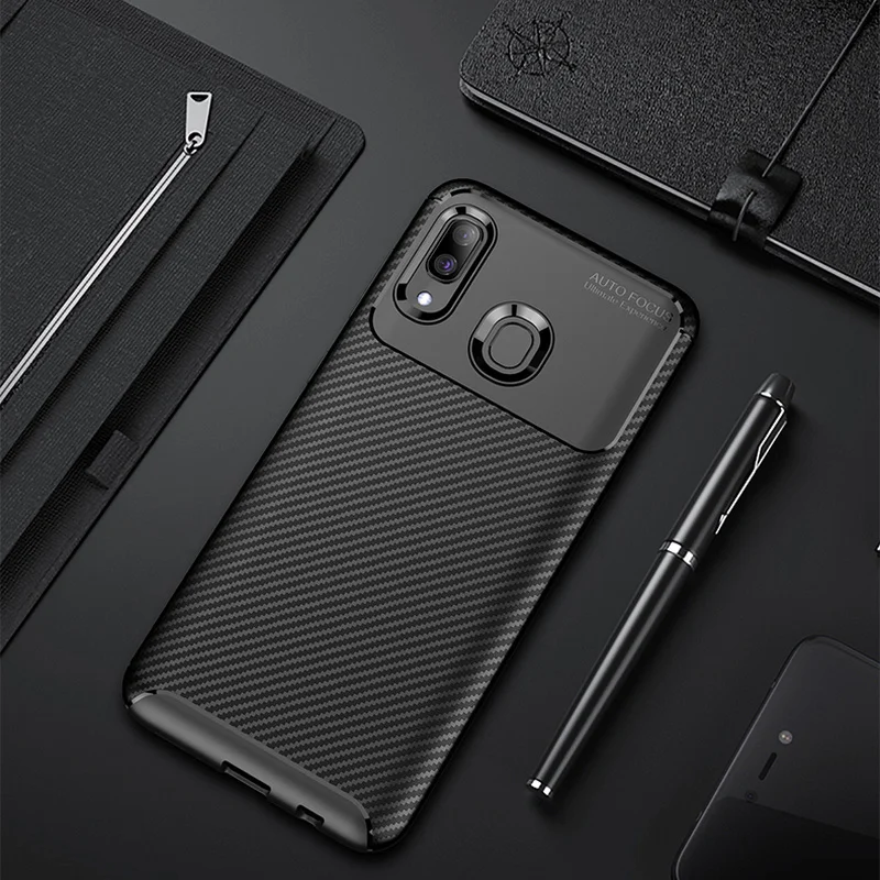 

Phone Case for Samsung Galaxy A30 Case Samsung A30 Cover Carbon Fiber Shockproof Soft Silicone Cover for Samsung Galaxy A30 Case