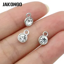 Jakongo 10 pçs banhado a prata cristal pedra encantos pingentes para fazer jóias pulseira acessórios diy artesanal 9x6mm