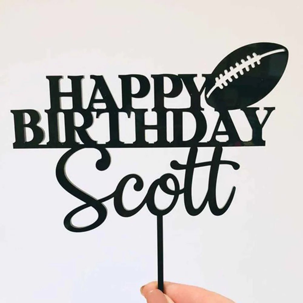 personalized American football Birthday Cake Topper,Customizable Birthday Cake Topper,Silhouette American Football player Sports Party Decorations (2)