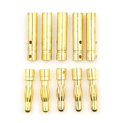 5Pair RC Vehicles Part Banana Shrink Bullet Battery Connector Plug Adapter Tubing Plated Sets Gold title=